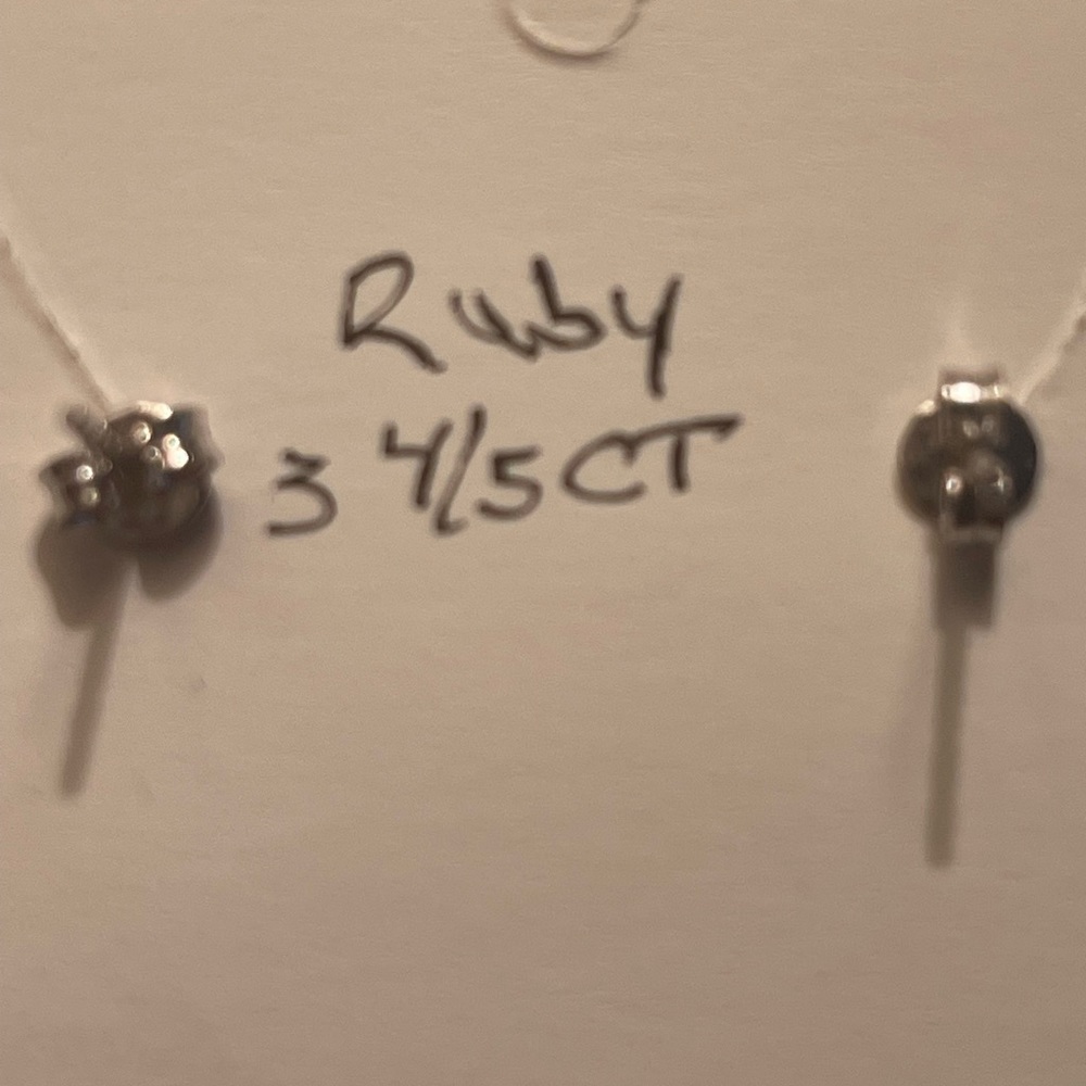 Ruby Sterling Silver Studs Earrings - Picture 2 of 3